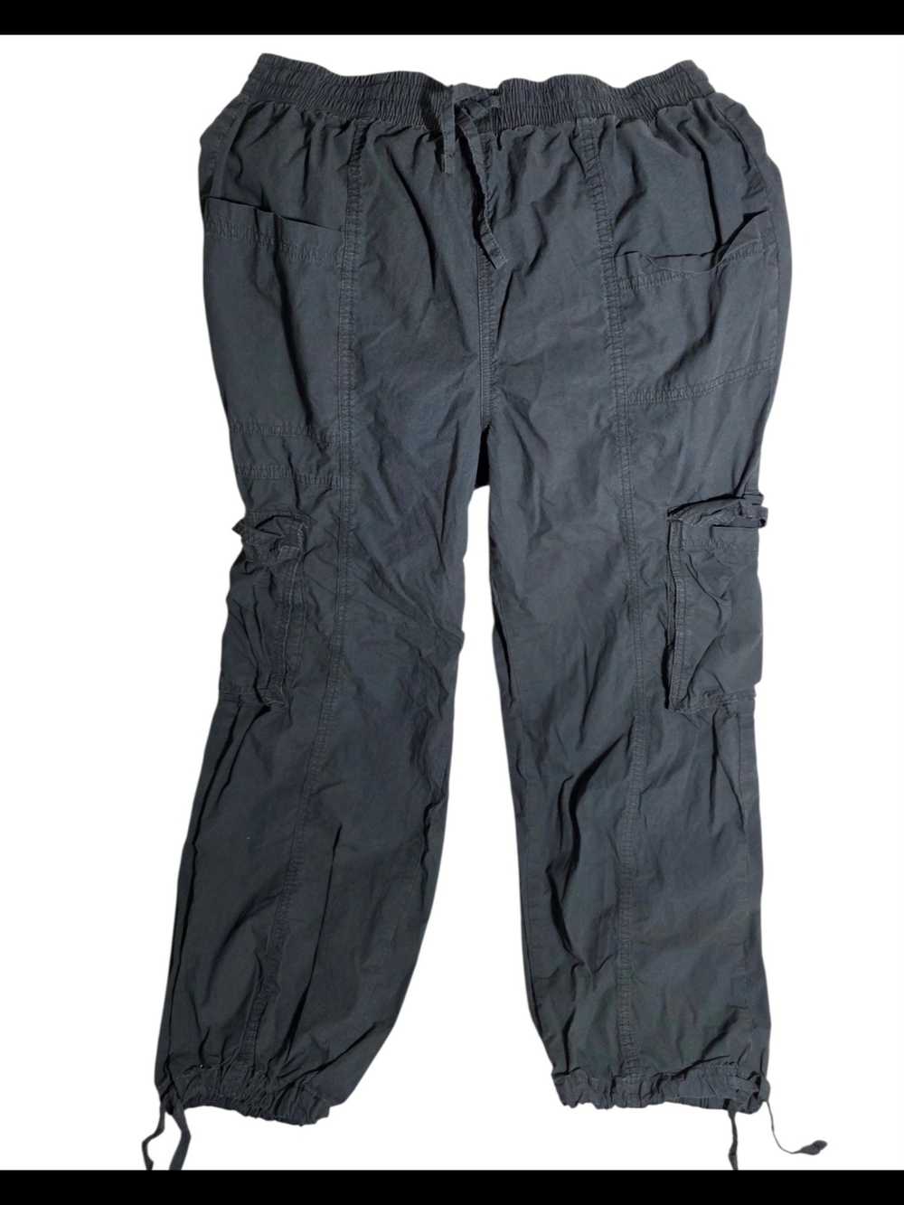 aerie Men's Black Cargo Jogger Pants with Drawstring Ankles